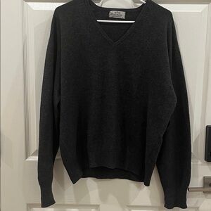 Fortsmann Vintage 100% Cashmere Men's V-Neck Sweater in Dark grey  size 46